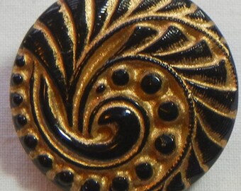 Medium Feathery Swirl Czech Glass Button