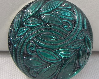 Leafy Fronds Czech Glass Button