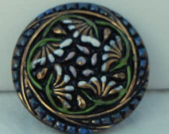 Dancing Flowers Czech Glass Button