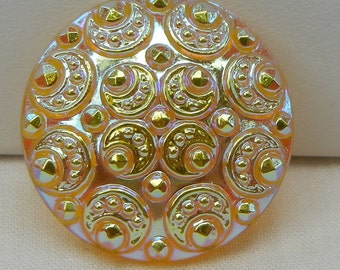 Moon and Stars Czech Glass Button