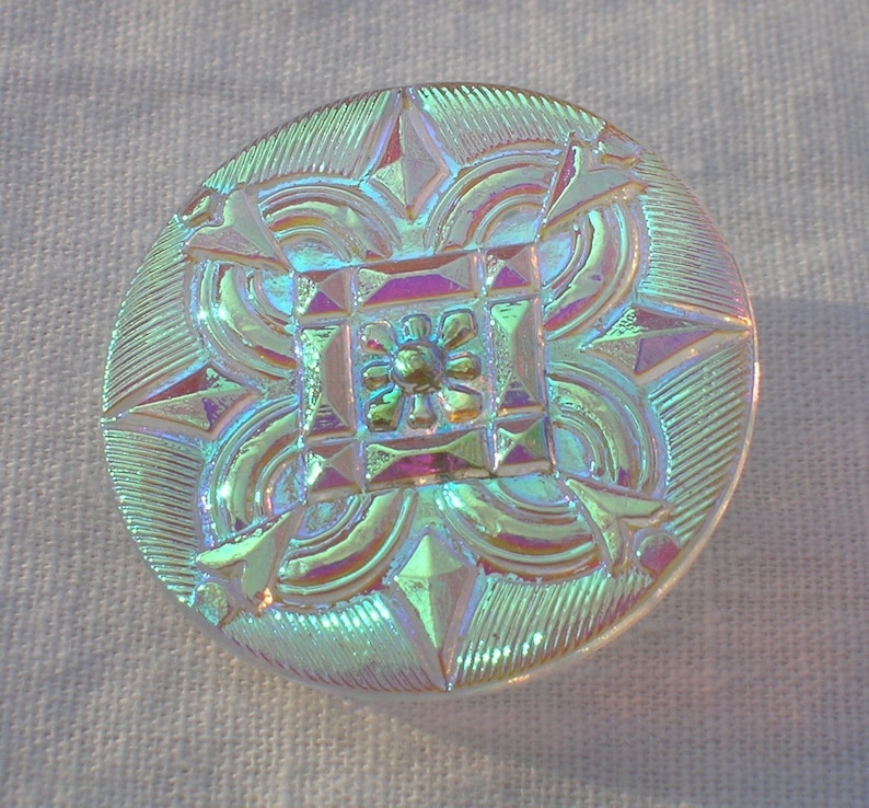 Square in Circle Czech Glass Button image 1