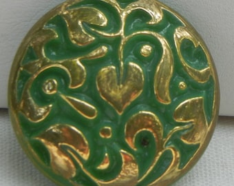 Heart Vine Czech Glass Button