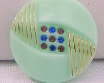 Large Art Deco Czedh Glass Button