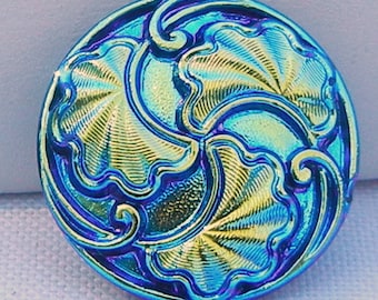 Medium Ginkgo Leaf Czech Glass Button