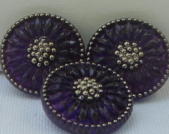 Small Sunflower Czech Glass Buttons (3)