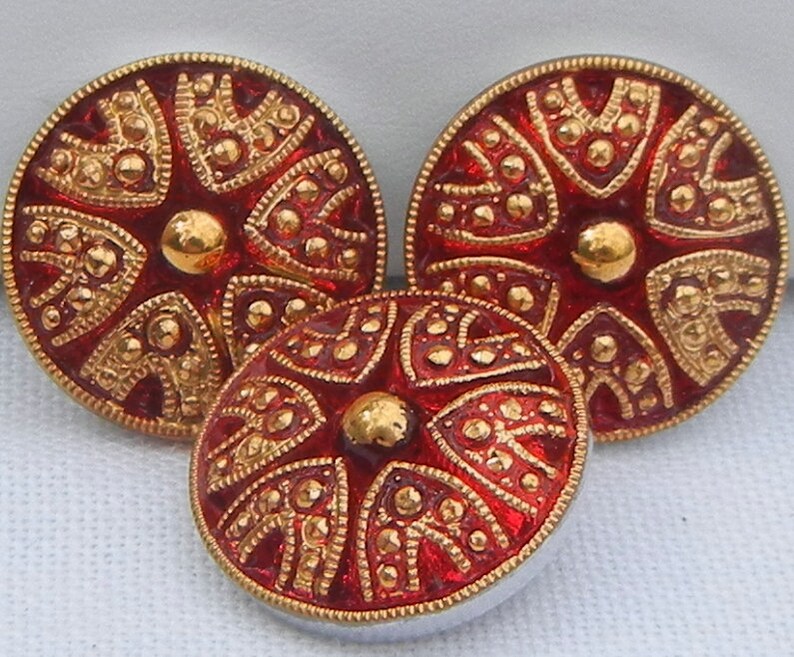 Small Drama Czech Glass Button