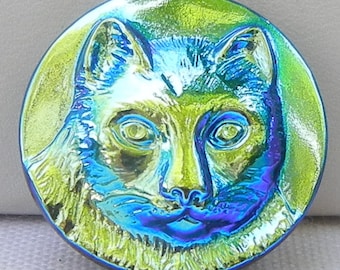 Medium Cat Face Czech Glass Button