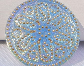 Dotted Snowflake Czech Glass Button