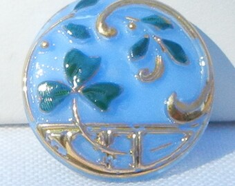 Shamrock Czech Glass Button