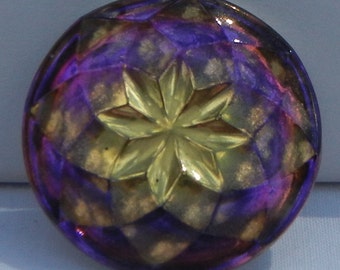 Faceted Eight Point Star Czech Glass Button