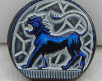 Lion Czech Glass Button
