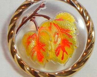 Two Leaves Czech Glass Button