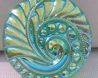 Feathery Swirl Czech Glass Button