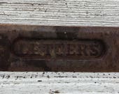 antique architectural prop, salvaged cast iron, postman gifts, postal mailbox, letter drop slot box, mail box, farmhouse decor, unique, USA
