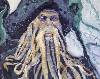 DAVY JONES LOCKER, original oil painting portrait, Pirates of the Caribbean