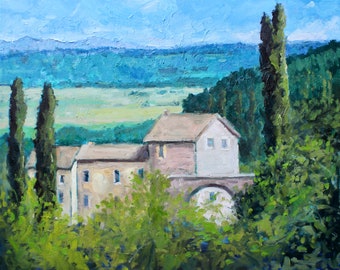 Modern Oil Painting Italian Villa Landscape