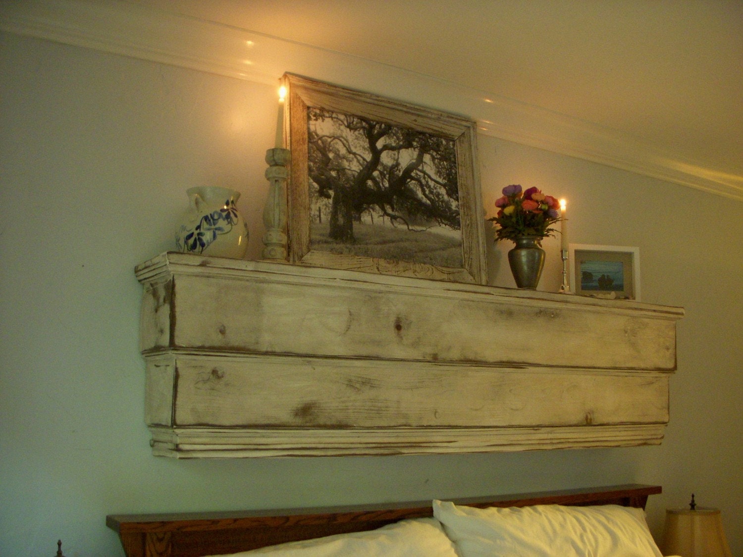 Tiered Floating Shelf Fireplace Mantles Distressed Wall Etsy