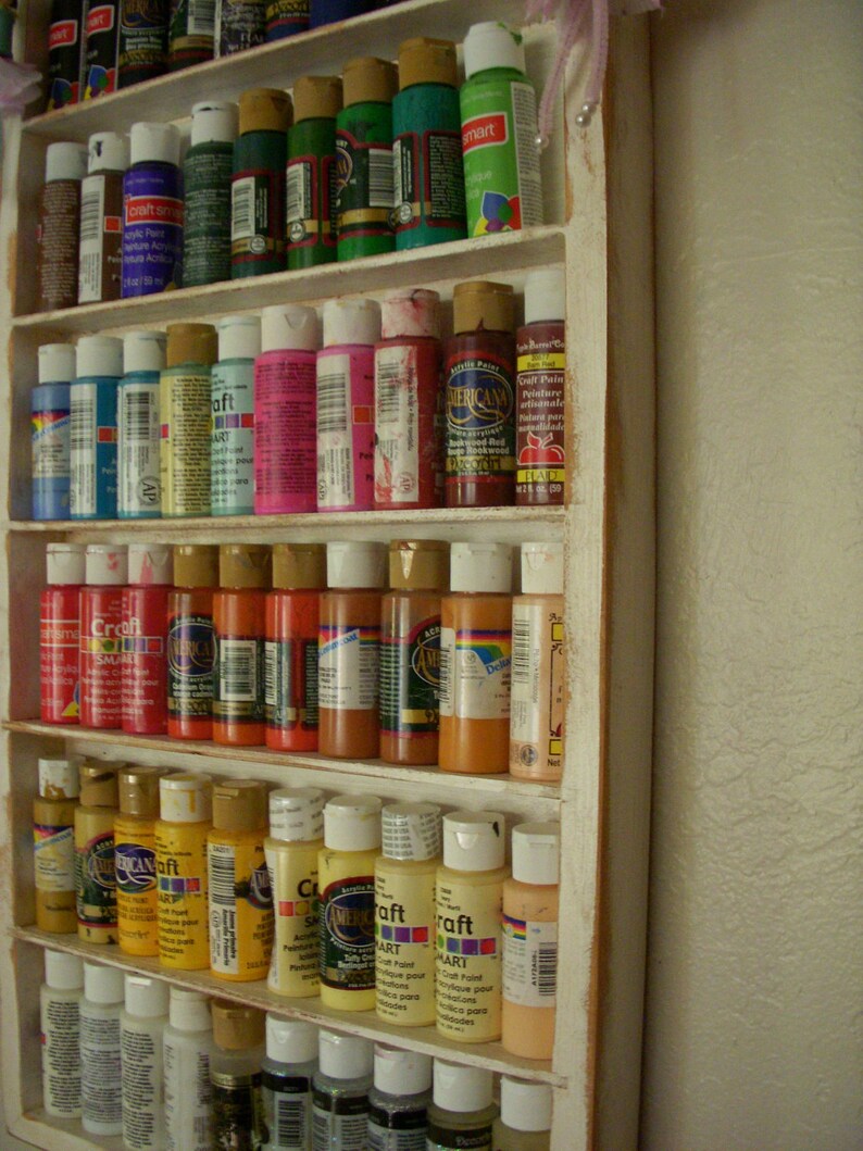 Wall Organizer Paint Room Wood Shelf Craft Art Storage Image 0