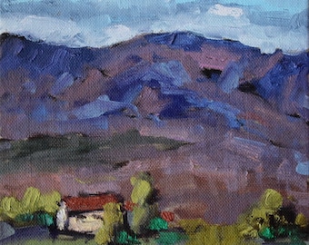 NEVADA HILLS, original oil painting, desert landscape clouds