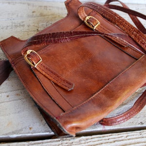 BOHO PURSE, vintage 60s 70s fashion, brown leather bag hippie image 6