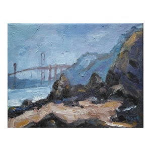 Golden Gate Bridge Original Oil Painting on Canvas image 1