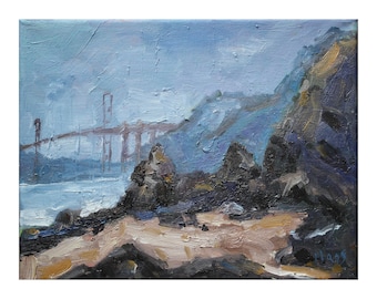 Golden Gate Bridge Original Oil Painting on Canvas