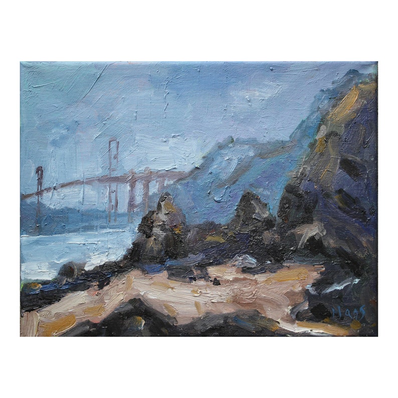 Golden Gate Bridge Original Oil Painting on Canvas image 1