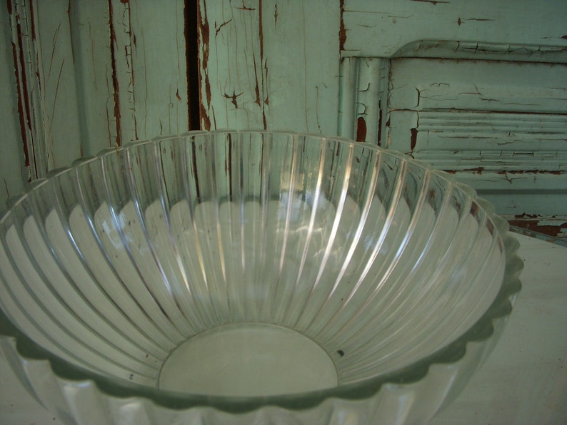 Vintage clear glass ribbed bowl fruit or salad serving storage Etsy
