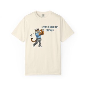 Golfing Tiger Unisex T-Shirt | Stripe It Down the Fairway Tee | Funny Golf Shirt | Gift for Golf Lovers | Casual Wear