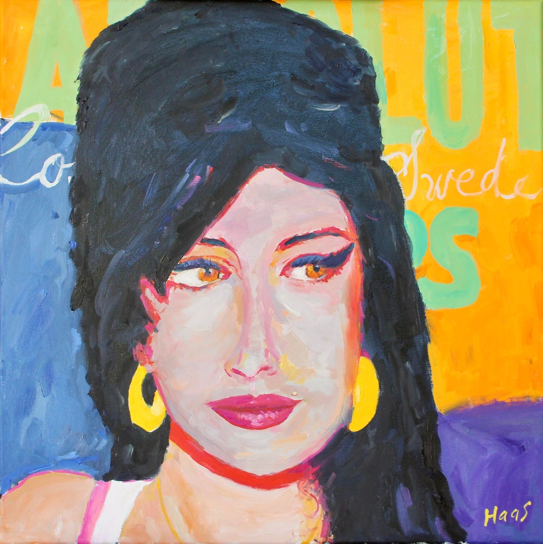 Original Oil Painting, POP ART PORTRAIT, Amy, 27 Club, 24x24 Etsy
