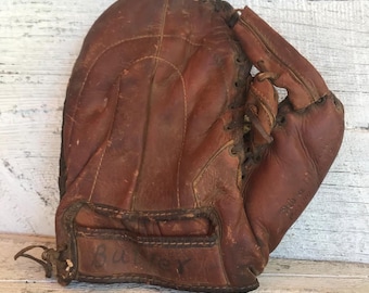 BASEBALL MITT, 30s 40s, vintage leather glove