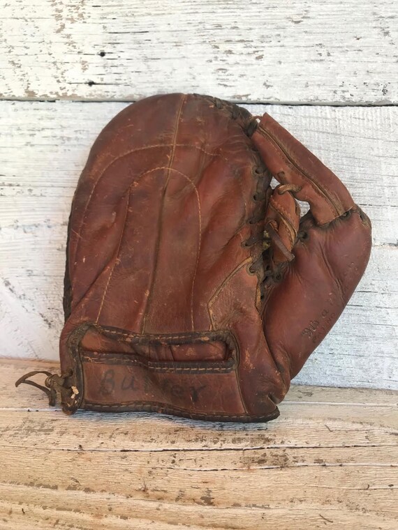 BASEBALL MITT 30s 40s Vintage Leather Glove Etsy