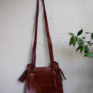 BOHO PURSE, vintage 60s 70s fashion, brown leather bag hippie image 10