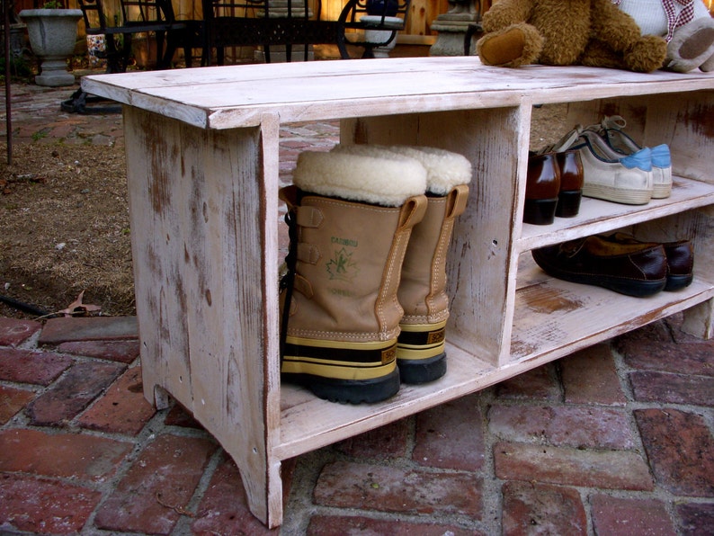 shoe storage shelf bench entry way furniture distressed decor 36.5