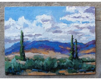 DESERT LANDSCAPE, desertscape, colorful painting, original oil landscape