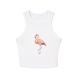 Pink Flamingo Racer Tank: Trendy Women&#39;s Summer Top for Casual Outings & Festivals, Gift for Fun Moms, Graphic Tee