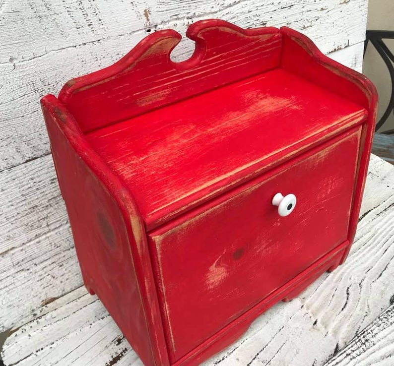 Wood Bread Box Bin Kitchen Storage White Image 0