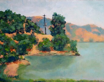 CHINA CAMP CALIFORNIA, original oil plein air painting, seascape