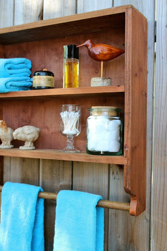 Bathroom Shelf With Towel Bar Wood Cabinet Bath Cabinets Image 0