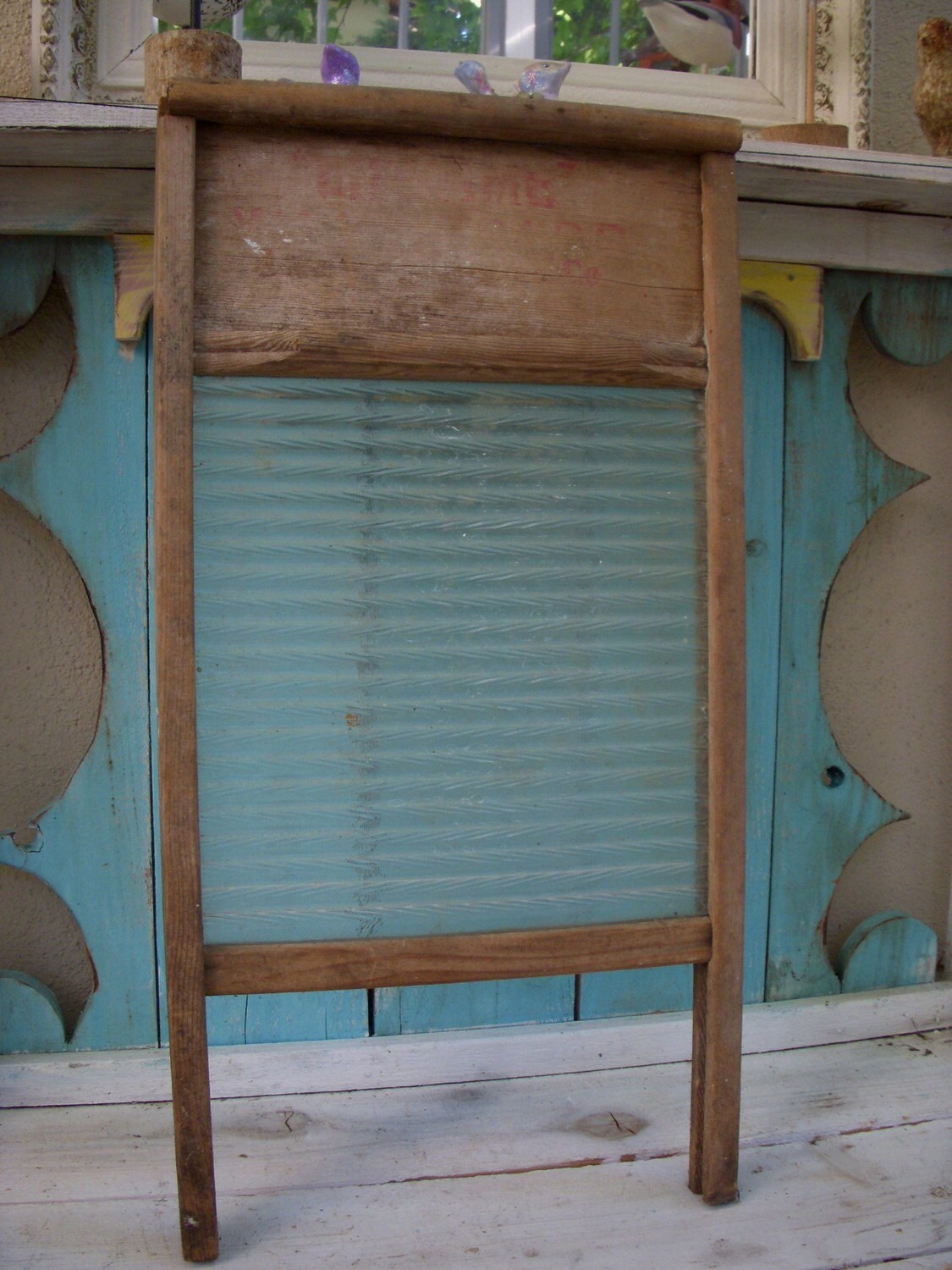 Antique Glass Washboard Vintage Wood Wash Board Laundry Room Etsy
