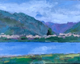 PLEIN AIR painting, landscape original oil painting, lagoon valley park, california art