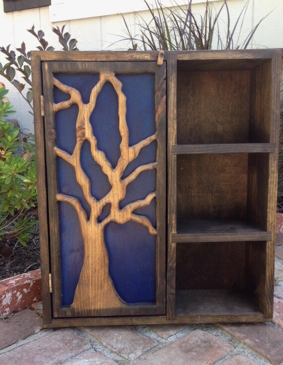 Large Medicine Cabinet Tree Art Bathroom Vanity Wood Wall Shelves Bath Storage Apothecary Hung