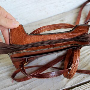 BOHO PURSE, vintage 60s 70s fashion, brown leather bag hippie image 5