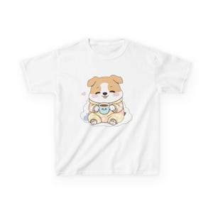 Schattig Corgi-shirt voor kinderen - Leuke cartoonhond, cadeau voor hondenliefhebbers, verjaardagscadeau, speelse stijl, dagelijks gebruik