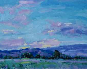 CREAMSICLE SKY, Nevada art, plein air, original oil painting landscape