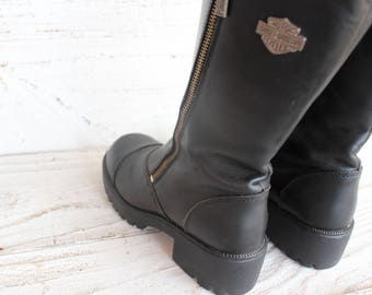 HARLEY DAVIDSON BOOTS Black Rock Star Leather Motorcycle Boots