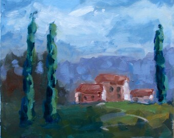 TUSCANY, Italy, Italian original oil painting, landscape