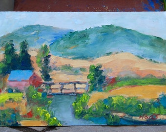 DAFFODILS SAN RAFAEL, original plein air oil painting landscape