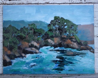 MENDOCINO COAST, original oil painting, seascape ocean beach coastal decor
