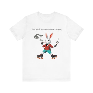 Camiseta gráfica unisex: "Este no es el conejo de tu abuela" - Camiseta con humor peculiar, regalo divertido para amigos, ropa informal, moderna, ideal para patinar.